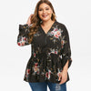 Plus Size Floral Print Flounce Blouse