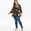 Plus Size Floral Print Flounce Blouse