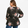 Plus Size Floral Print Flounce Blouse