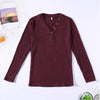 V-neck Button Pullover Sweater Long-sleeved Slim Stretch Solid Color