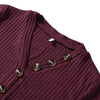 V-neck Button Pullover Sweater Long-sleeved Slim Stretch Solid Color