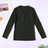 V-neck Button Pullover Sweater Long-sleeved Slim Stretch Solid Color