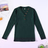 V-neck Button Pullover Sweater Long-sleeved Slim Stretch Solid Color