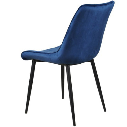 Modern Dining Chair Set of 2, Metal Legs Velvet Cushion Seat and Back for Dining Living and Waiting Room Chairs Blue