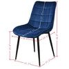 Modern Dining Chair Set of 2, Metal Legs Velvet Cushion Seat and Back for Dining Living and Waiting Room Chairs Blue