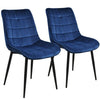 Modern Dining Chair Set of 2, Metal Legs Velvet Cushion Seat and Back for Dining Living and Waiting Room Chairs Blue