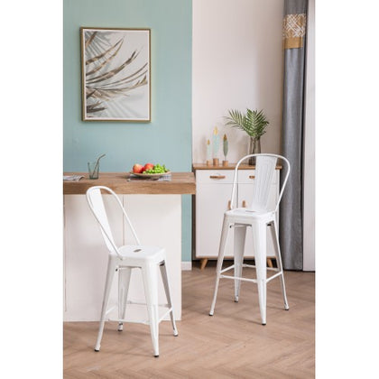 24" high white metal indoor outdoor dining chair 4pcs