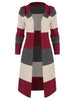 Hooded Colorblock Open Front Cardigan