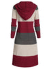 Hooded Colorblock Open Front Cardigan