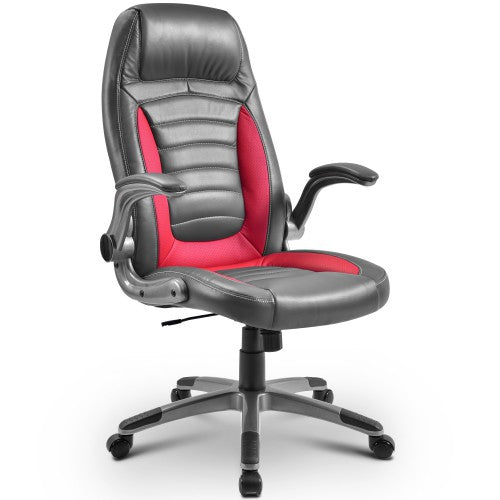 Office Chair Desk Ergonomic Swivel Executive Adjustable Task Computer High Back Chair with lift arms-red