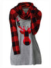 Plus Size Cowl Neck Plaid Elk Print Christmas T Shirt