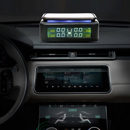 168 Solar Tire Pressure Monitoring System Vibration Power-on LED Atmosphere Lamp 4 External Sensors