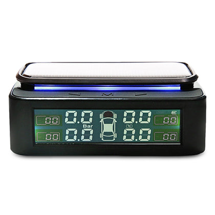 168 Solar Tire Pressure Monitoring System Vibration Power-on LED Atmosphere Lamp 4 External Sensors
