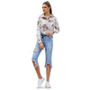 Tie-dyed Long-sleeved Ladies Lapel Shirt for Women
