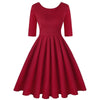 Plus Size V Shaped Back Vintage Fit and Flare Dress