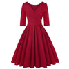Plus Size V Shaped Back Vintage Fit and Flare Dress