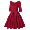 Plus Size V Shaped Back Vintage Fit and Flare Dress