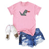 Dinosaur Flame Print Short Sleeve T-shirt for Women