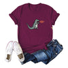Dinosaur Flame Print Short Sleeve T-shirt for Women