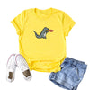 Dinosaur Flame Print Short Sleeve T-shirt for Women