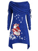 Plus Size Off Shoulder Foldover Santa Claus Print Christmas Dress