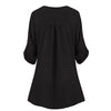 High Low Buttoned Sleeve Tabs V Neck Plus Size Blouse