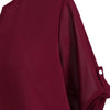 High Low Buttoned Sleeve Tabs V Neck Plus Size Blouse