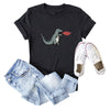 Dinosaur Flame Print Short Sleeve T-shirt for Women