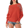 Faux Pearl Embellished Boat Neck Blouson Sweater