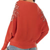 Faux Pearl Embellished Boat Neck Blouson Sweater