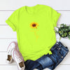 Women T-shirt Sunflower Print Short Sleeve Round Collar