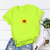 Women T-shirt Sunflower Print Short Sleeve Round Collar