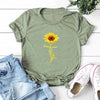 Women T-shirt Sunflower Print Short Sleeve Round Collar