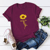 Women T-shirt Sunflower Print Short Sleeve Round Collar