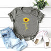 Women T-shirt Sunflower Print Short Sleeve Round Collar