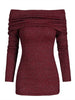 Folded Cowl Neck Bowknot Metallic Thread Knitwear