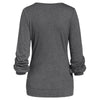Long Sleeve Round Collar Marled Women T-shirt