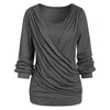 Long Sleeve Round Collar Marled Women T-shirt