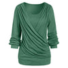 Long Sleeve Round Collar Marled Women T-shirt