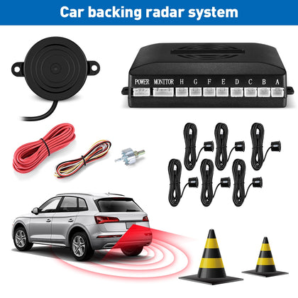 ZEEPIN 058 - 6 Car Backing Radar System 6 Ultrasonic Sensors 0 - 2.5m Distance Detection High dB Buzzer Sound Warning