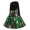 Santa Claus Snowman Christmas Belted Long Sleeves Dress