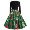 Santa Claus Snowman Christmas Belted Long Sleeves Dress