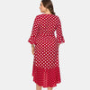 Polka Dot Flounces Belted High Low Plus Size Dress