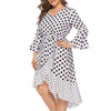 Polka Dot Flounces Belted High Low Plus Size Dress