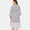 Polka Dot Flounces Belted High Low Plus Size Dress