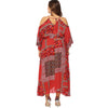 Plus Size Floral Print Cold Shoulder Bohemian Maxi Dress