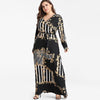 Printed Stripes Surplice Belted Plus Size Maxi Dress