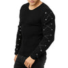 Lace Up Solid Color Pullover Men Sweater