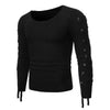 Lace Up Solid Color Pullover Men Sweater