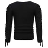 Lace Up Solid Color Pullover Men Sweater